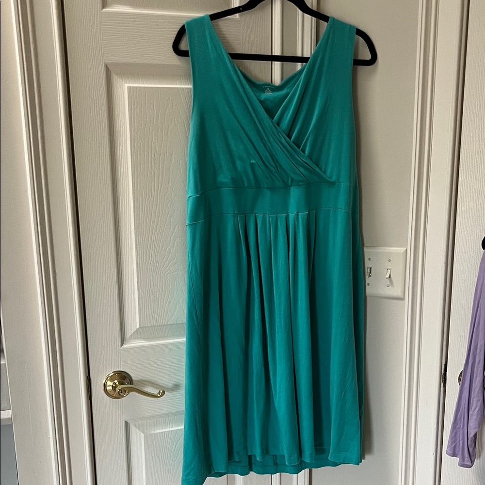 Lands End Elegant knit Teal Sleeveless Dress 1X